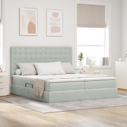 vidaXL Opslag bed met hoofdeinde Lichtgrijs 200 x 200 cm Fluweel