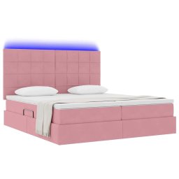 vidaXL LED Opslagbed met Matras Roze 200 x 200 cm Fluweel
