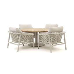 + 15% kassakorting | Zavelli Cuore ø 150cm low dining tuinset 5-delig - Laagste prijsgarantie!