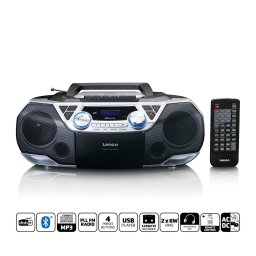 Lenco Draagbare Boombox met DAB+/FM-radio, Bluetooth®, CD, cassetterec