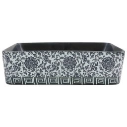 vidaXL Opzetwasbak rechthoekig 46x35,5x13 cm keramiek zwart en blauw