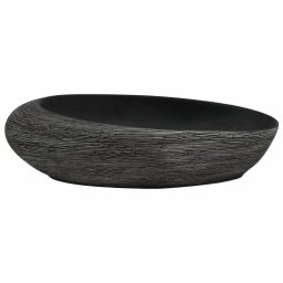 vidaXL Opzetwasbak ovaal 59x40x14 cm keramiek grijs en zwart