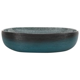 vidaXL Opzetwasbak ovaal 59x40x14 cm keramiek turquoise