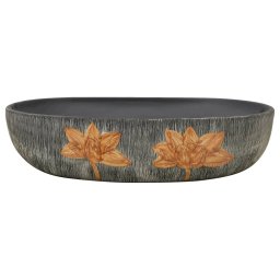 vidaXL Opzetwasbak ovaal 59x40x14 cm keramiek grijs en zwart