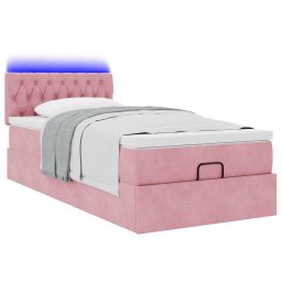vidaXL Bed poef met matras en LED's 80x200 cm fluweel roze