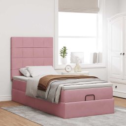 vidaXL Ottoman bed met matrassen 80x200cm fluweel roze