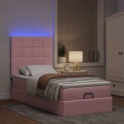 vidaXL Ottoman bed met matrassen en LED's 80x200cm fluweel roze