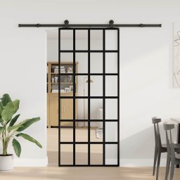 vidaXL Schuifdeur met beslag 90x205 cm ESG-glas en aluminium
