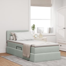 vidaXL Opslag bed met matras met opslag Lichtgrijs 90 x 190 cm Fluweel