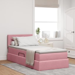 vidaXL Opslag bed met matras met hoofdeinde Roze 90 x 200 cm Fluweel