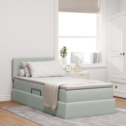 vidaXL Opslag bed met matras met opslag Lichtgrijs 90 x 190 cm Fluweel