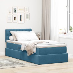 vidaXL Opslag bed met matras Donkerblauw 100 x 200 cm Fluweel
