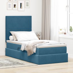 vidaXL Opslag bed met matras Donkerblauw 100 x 200 cm Fluweel