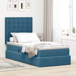 vidaXL Opslag bed met matras Donkerblauw 100 x 200 cm Fluweel