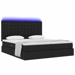 vidaXL LED Opslagbed met Matras Zwart 180 x 200 cm Stof