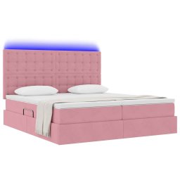 vidaXL LED Opslagbed met Matras Roze 180 x 200 cm Fluweel