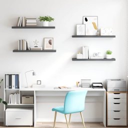 vidaXL Wandschappen zwevend 4 st 90x23,5x3,8 cm MDF hoogglans grijs