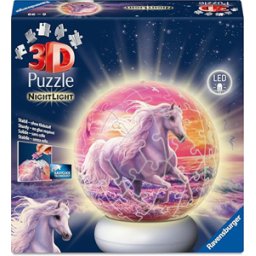 NightLight 3D Puzzel - Horses on the Beach (73 stukjes)
