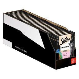 56 x 85 g Megapack Sheba soorten Maaltijdzakjes Selection in saus met zalm nat kattenvoer