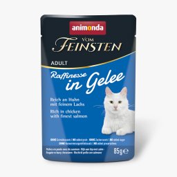 Voordeelpakket: 48x85g Animonda Vom Feinsten Adult Raffinesse in gelei rijk aan kip met zalm natvoer voor katten