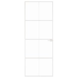 vidaXL Binnendeur 76x201,5 cm gehard glas en aluminium smal wit