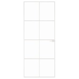 vidaXL Binnendeur 83x201,5 cm gehard glas en aluminium smal wit
