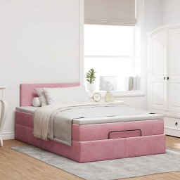 vidaXL Bed poef met matras 120x190 cm fluweel roze