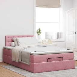 vidaXL Bed poef met matras 120x190 cm fluweel roze