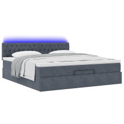 vidaXL Ottoman bed met matras en LED's 180x200cm fluweel donkergrijs