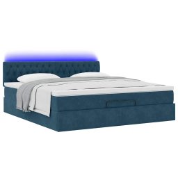 vidaXL Ottoman bed met matras en LED's 180x200 cm fluweel donkerblauw