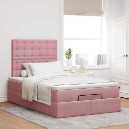 vidaXL Ottoman bed met matrassen 120x190cm fluweel roze