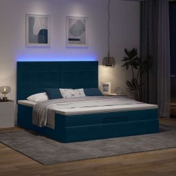 vidaXL Ottoman bed met matrassen en LED's 180x200cm fluweel
