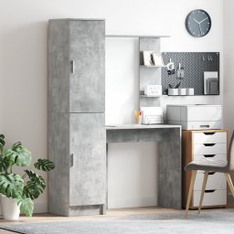 vidaXL Bureau met plank met opslag met de deur 2 st Beton Grijs