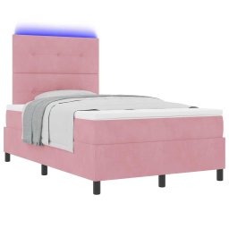 vidaXL LED Box Spring Bed met hoofdeinde Roze 120 x 190 cm Fluweel