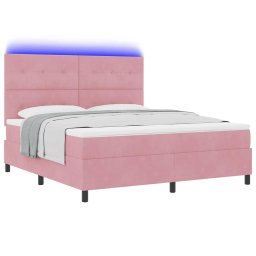 vidaXL LED Box Spring Bed met hoofdeinde Roze 180 x 200 cm Fluweel