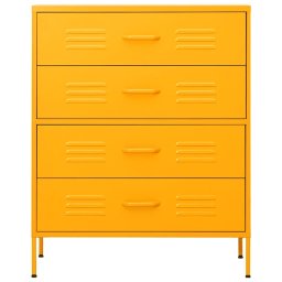vidaXL Ladekast 80x35x101,5 cm staal mosterdgeel