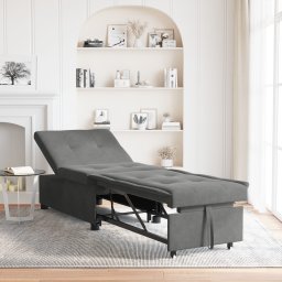 vidaXL Uittrekbare Slaapbank Donkergrijs 194 x 67 x 82 cm Microvezel