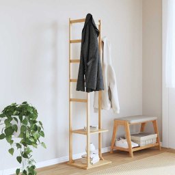 vidaXL Kapstok met haken en schappen 38,5x30x156 cm bamboe