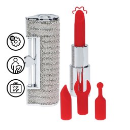 Loveline by Shots Angel - Lipstick Vibrator with 4 Attachments - Clear