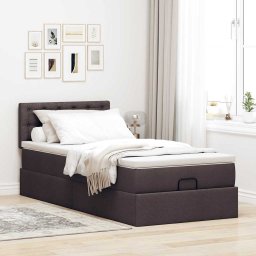 vidaXL Ottoman bed met matras 90x190cm stof donkerbruin