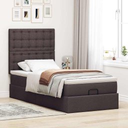 vidaXL Ottoman bed met matras 90x190cm stof donkerbruin