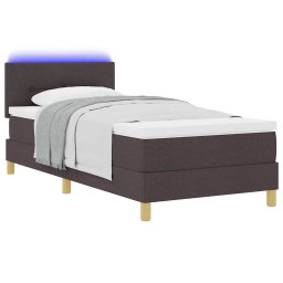 vidaXL LED Box Spring Bed met hoofdeinde Donkerbruin 90 x 190 cm Stof