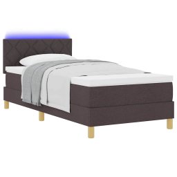 vidaXL LED Box Spring Bed met hoofdeinde Donkerbruin 90 x 190 cm Stof