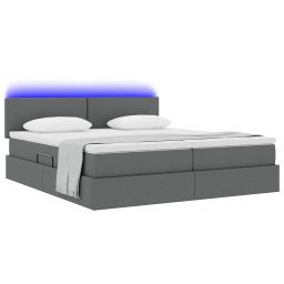 vidaXL LED Opslagbed met Matras Donkergrijs 180 x 200 cm Stof