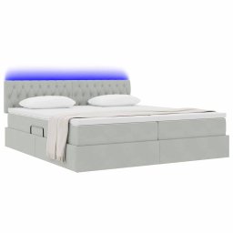 vidaXL LED Opslagbed met Matras Lichtgrijs 180 x 200 cm Fluweel