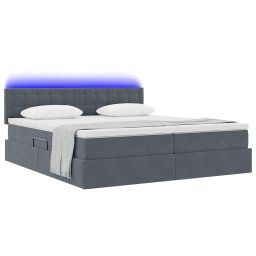 vidaXL LED Opslagbed met Matras Donkergrijs 180 x 200 cm Fluweel
