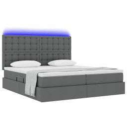 vidaXL LED Opslagbed met Matras Donkergrijs 180 x 200 cm Stof