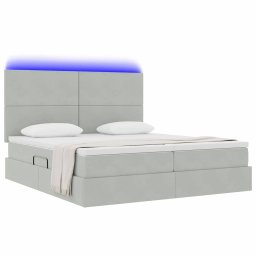 vidaXL LED Opslagbed met Matras Lichtgrijs 180 x 200 cm Fluweel