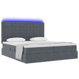 vidaXL LED Opslagbed met Matras Donkergrijs 180 x 200 cm Fluweel