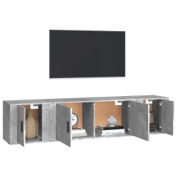 vidaXL 3-delige Tv-meubelset bewerkt hout betongrijs